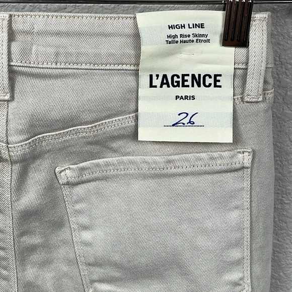 NWT L’Agence High Line Skinny Jeans High Rise Biscuit Destruct Sz 26 - Picture 8 of 13